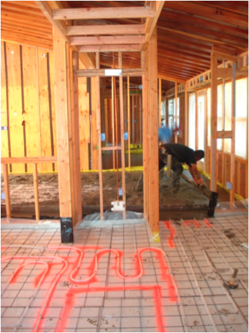 Sripadanna Residence radiant heating system piping. Saratoga, California. (Photo courtesy Hari Sripadanna)