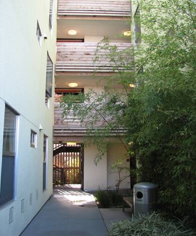 Open-Air Corridors off of Main Staircase at Folsom Dore Apartments. San Francisco, California. (Photo courtesy CHC)