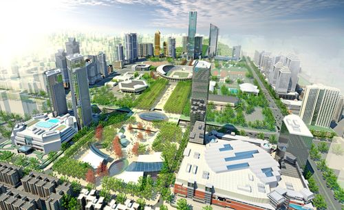 Guangzhou City Master Eco-City Plan by Heller Manus Architects.