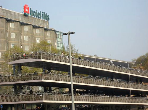 Multilevel bike deck in Amsterdam. Amsterdam, Netherlands. (Photo by Lori Cook)
