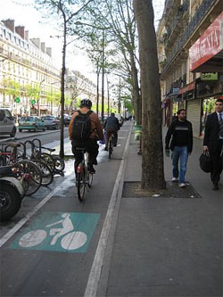 Bike facilities in Paris. Paris, France. (Photo by Lori Cook)