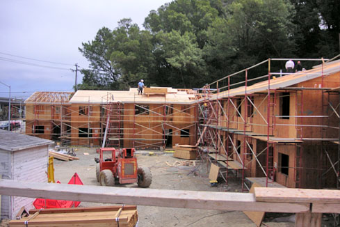 Fireside project under framing stages. Marin, California. (Photo courtesy CHC)