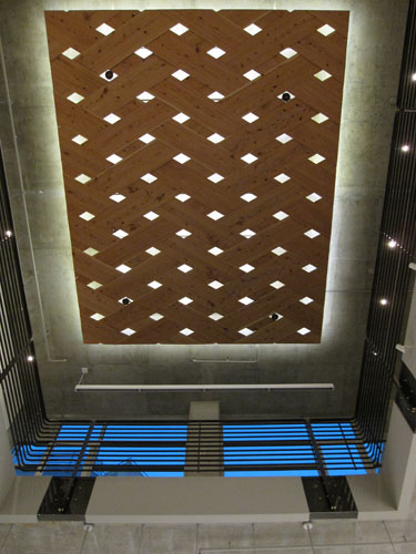 Lobby ceiling at the David Brower Center. Berkeley, California. (Photo by Mignon O'Young)