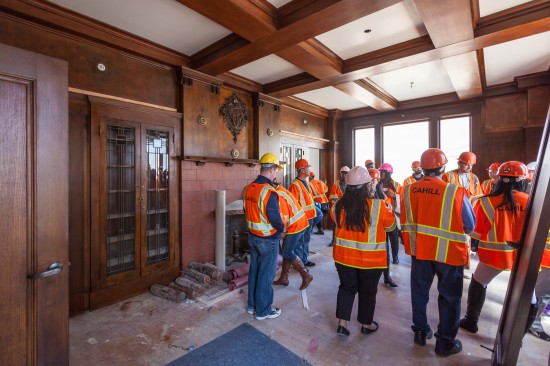 Originally the office of the YMCA President, this room with rich wood paneling and finishes will become the Property Night Manager’s apartment after construction completion. (Photo by Oliver Shay)