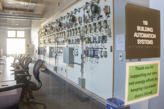 building automation systems room at zero net energy center in san leandro, california